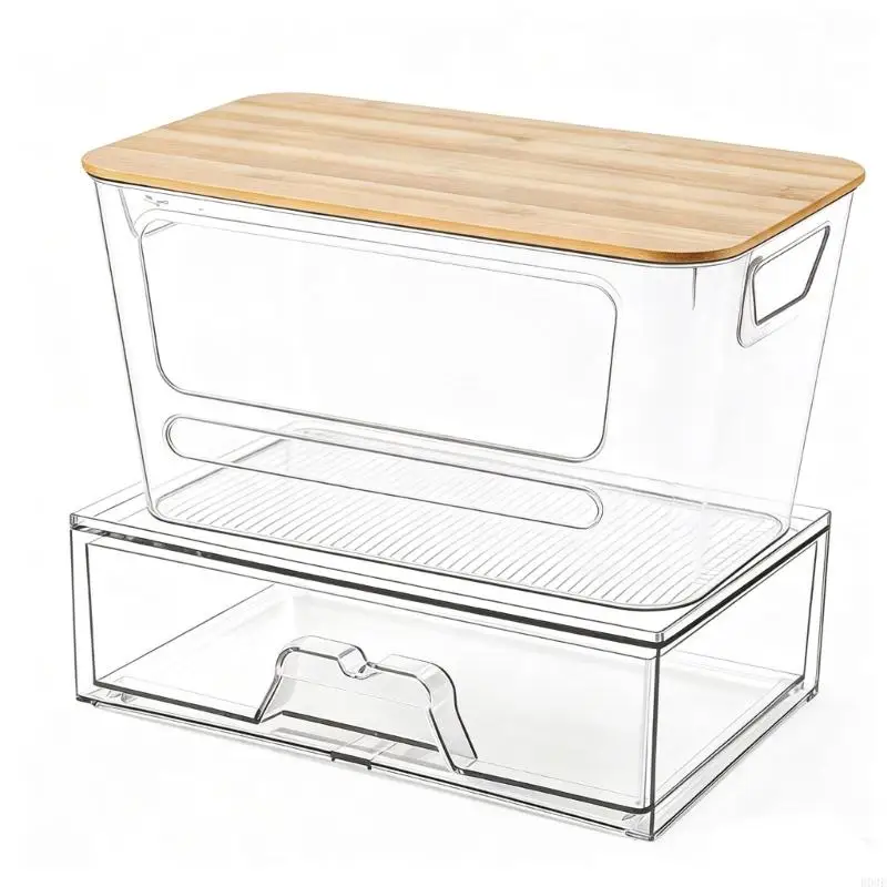 Plastic Storage Box For Washing Capsules And Waste Sacks Featuring Visible Panel And Sectioned Layout Design B03E