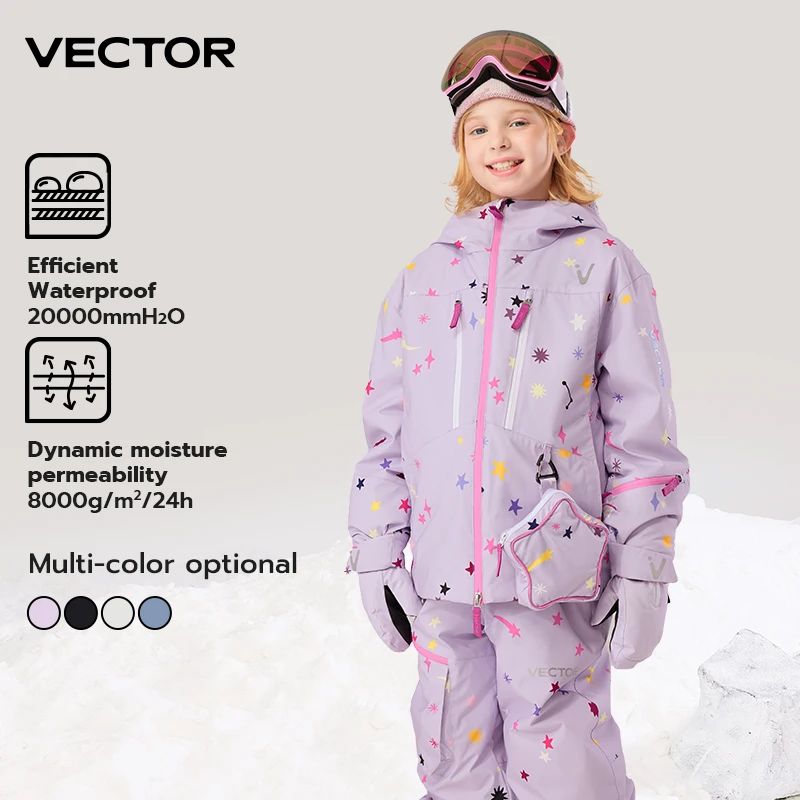 

VECTOR Boys Girls Children's Skiing with Fleece Jacket Ski Pants Waterproof Splash Proof Breathable Double Board Skiing