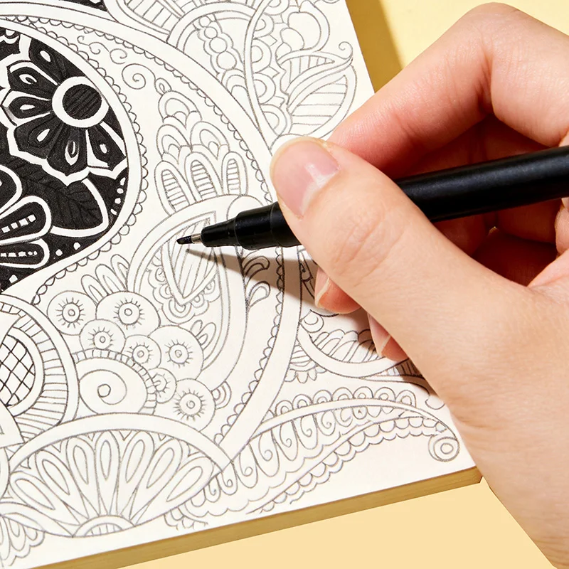 A Hand Drawn Coloring Book To Relieve Anxiety and Calm Down, Mermaid/dragon/elf/wave/mandala Fine Line Draft Coloring Book