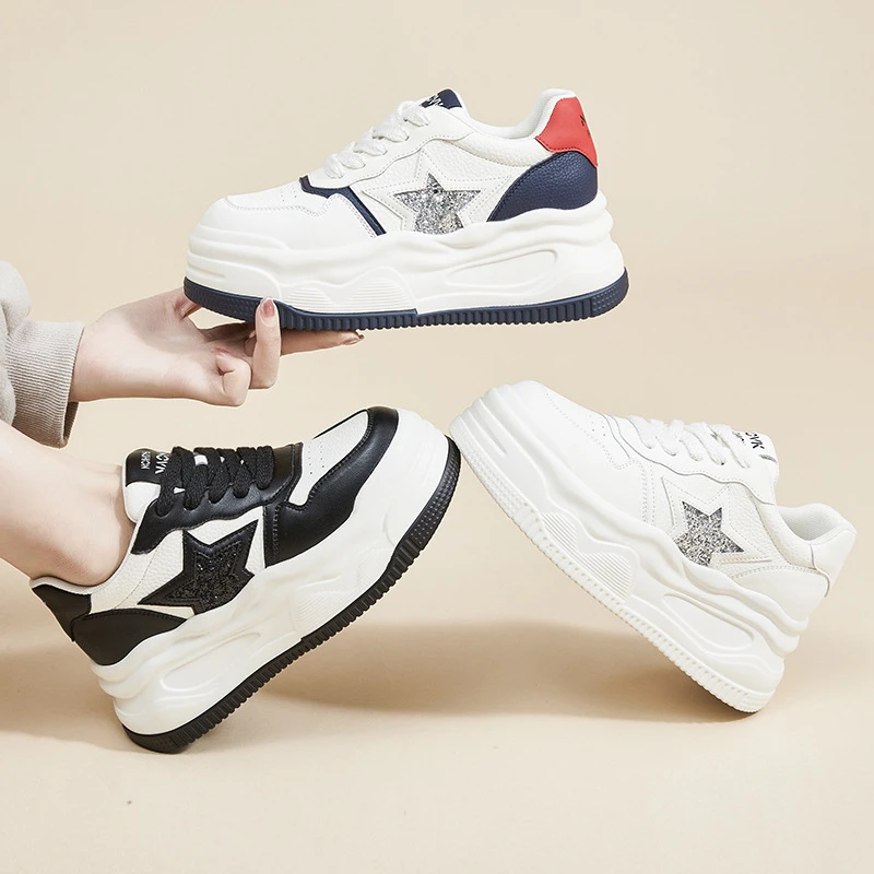 

Spring New Breathable Shoes Thick Sole Hidden Height Increasing White Sneakers Versatile Flat Shallow Mouth Casual Loafers 2026