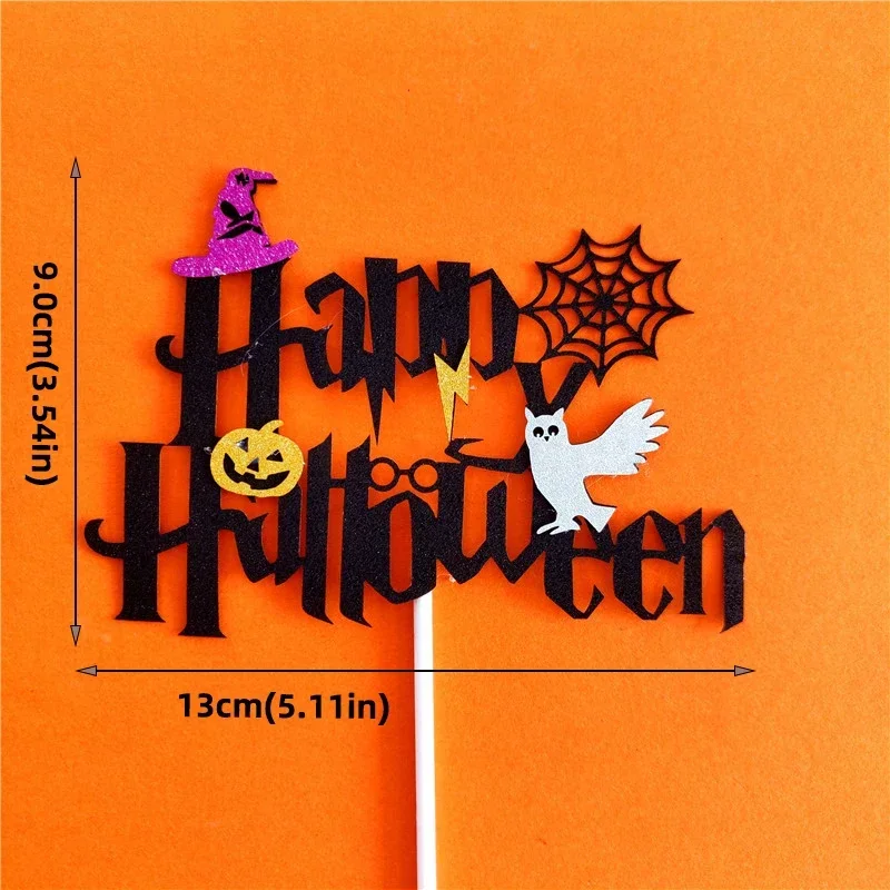 Halloween-Kuchendekoration Cartoon-Kürbis-Zauberer-Bär-Puppe Ornamente Regenbogenbogen Spinnennetz Kürbis für Feiertagspartys Kuchendekoration – Detail 33