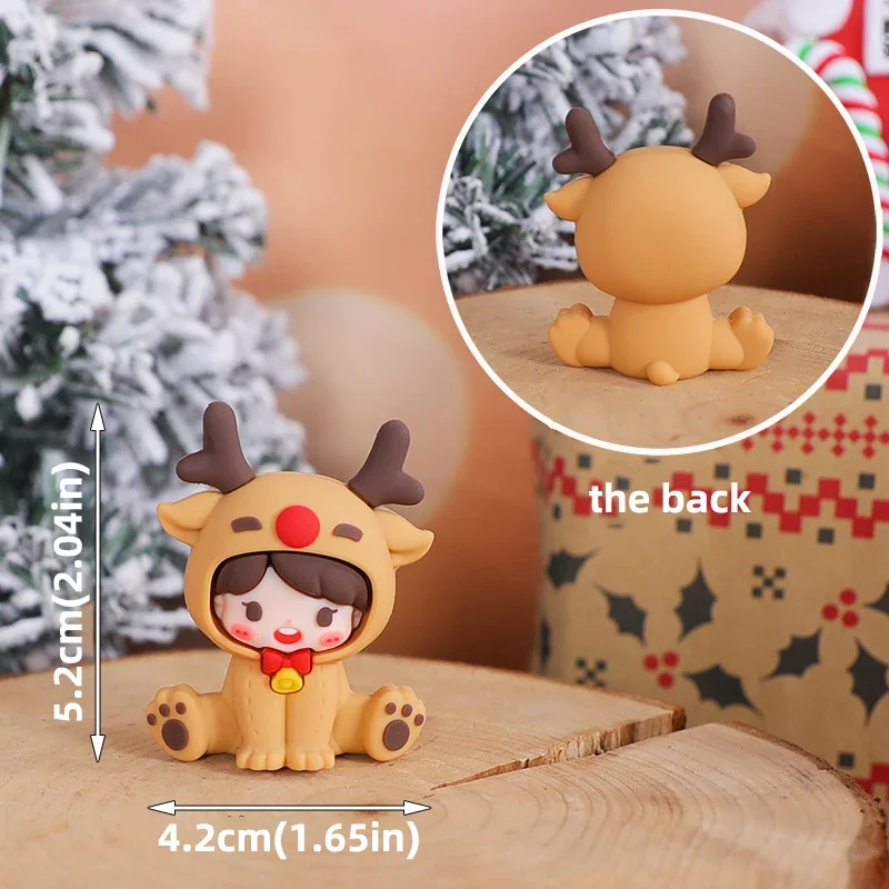Weihnachtsbär-Kuchenaufsatz, roter Pullover, grünes Hemd mit Regenbogenbogen, Geschenkbox für Urlaub, Party, Kuchendekorationen, Puppenornament – Detail 24