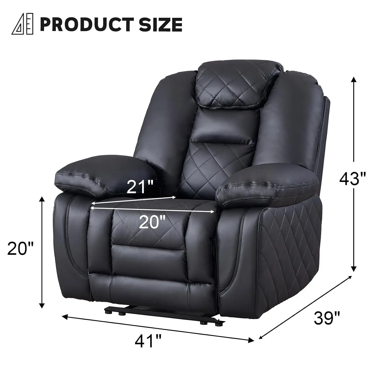 Faux Leather Recliner Manual Chair, Single Reclining Sofa Chair with Comfortable Armrest and Backrest, Home Theater, Customized