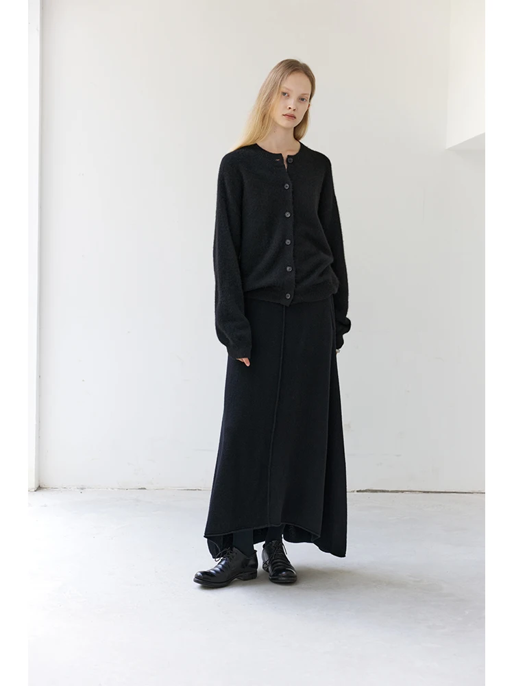Toughsen Pure Wool Elastic Waist Fish Tail Long A-Line Knitted Half Skirt Women's Premium Fashion Autumn Season Long Dress