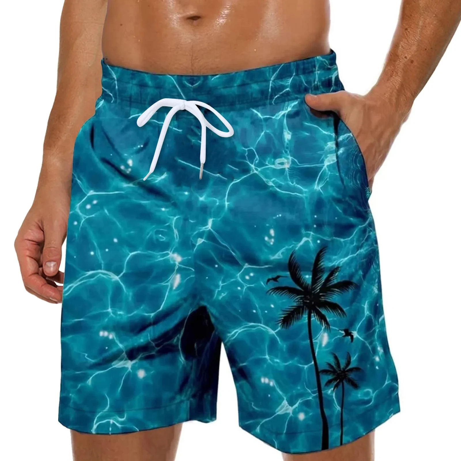 Short de bain imprimé en 3D pour hommes, maillot de bain de plage, sports de natation, gymnase, pantalon de jogging gay hawaïen, planche d\'été,