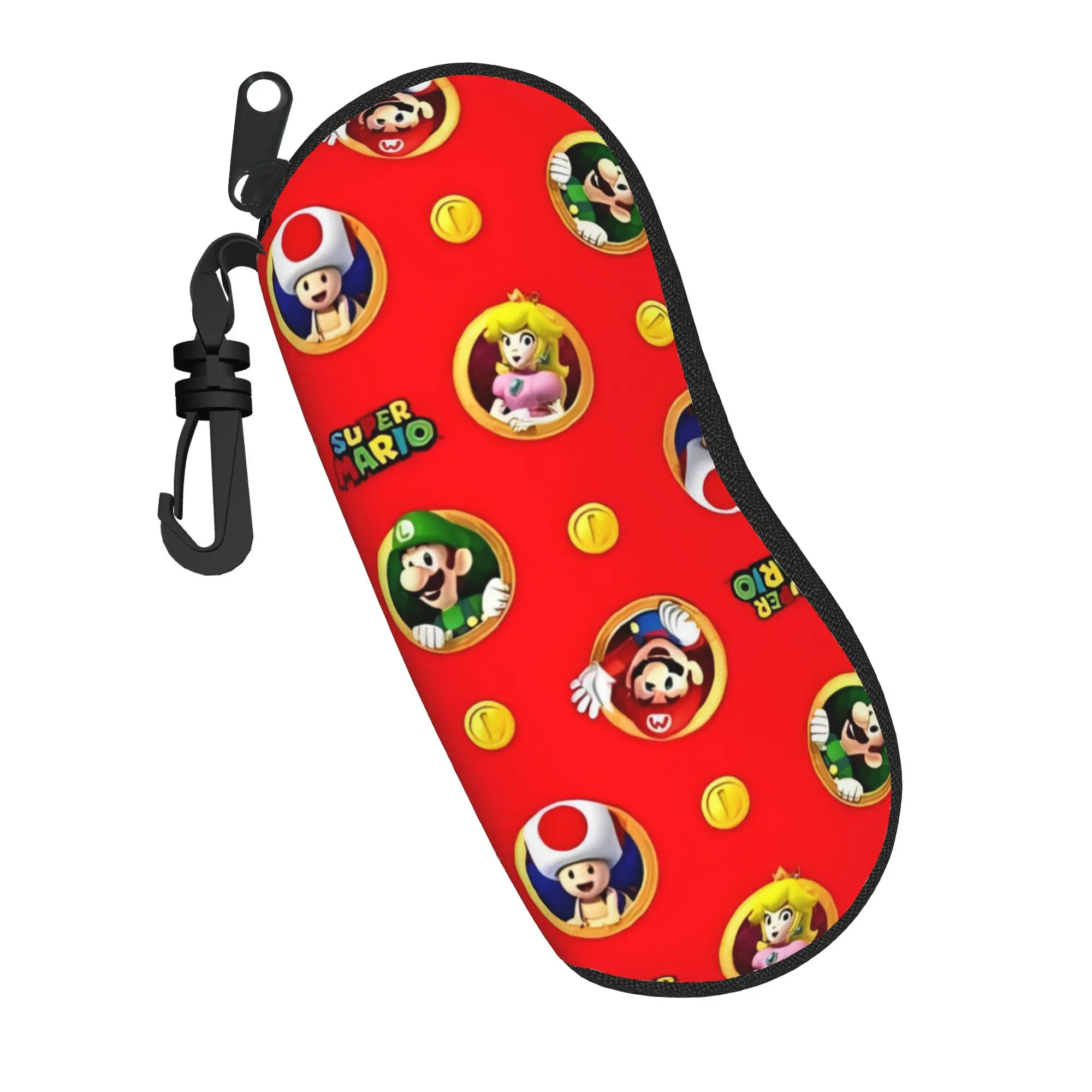 Estuche para gafas de dibujos animados de Marios, caja de almacenamiento para gafas de sol con cremallera impermeable para hombres y mujeres, caja para gafas de sol Princess Peach