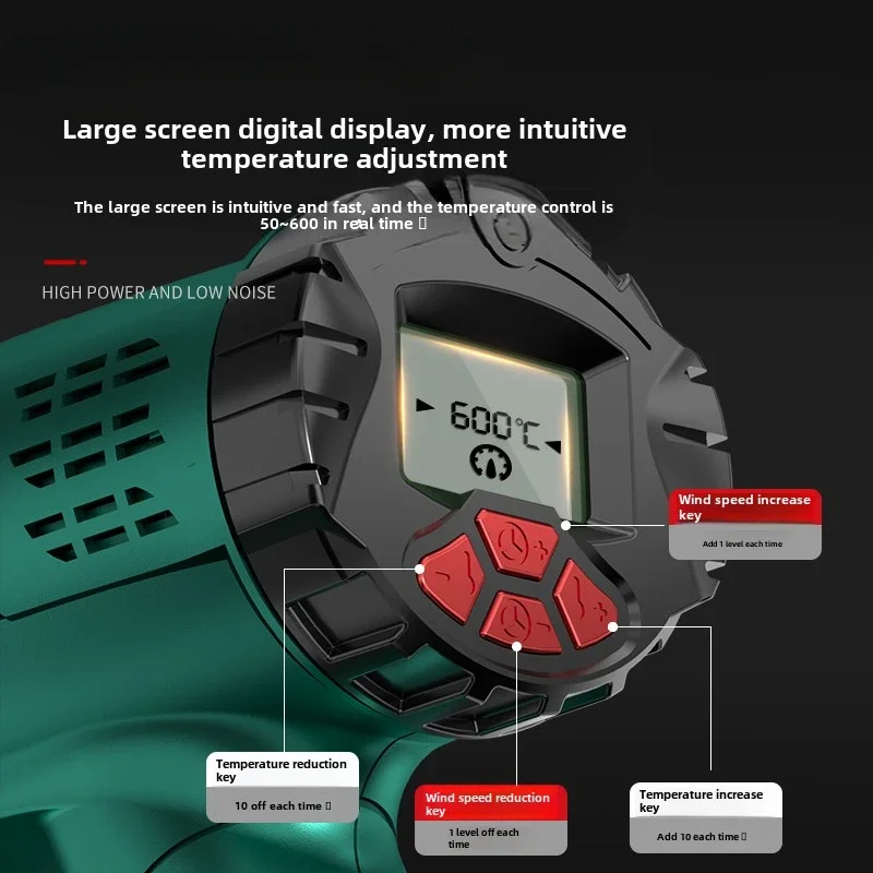 220V Industrial Grade Mini Heat Gun with Digital Display Temperature Control - Ideal for Electronic Repair and Film Coating