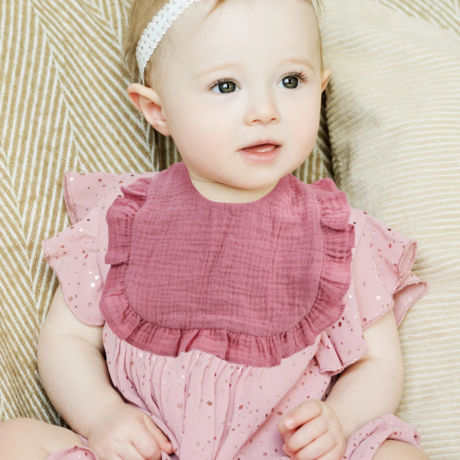 

6Pcs Baby Bib Cotton Ultra-Soft Breathable Drool Bib for Newborn Toddler Feeding Burp Cloth Absorbent Skin-Friendly Wipe