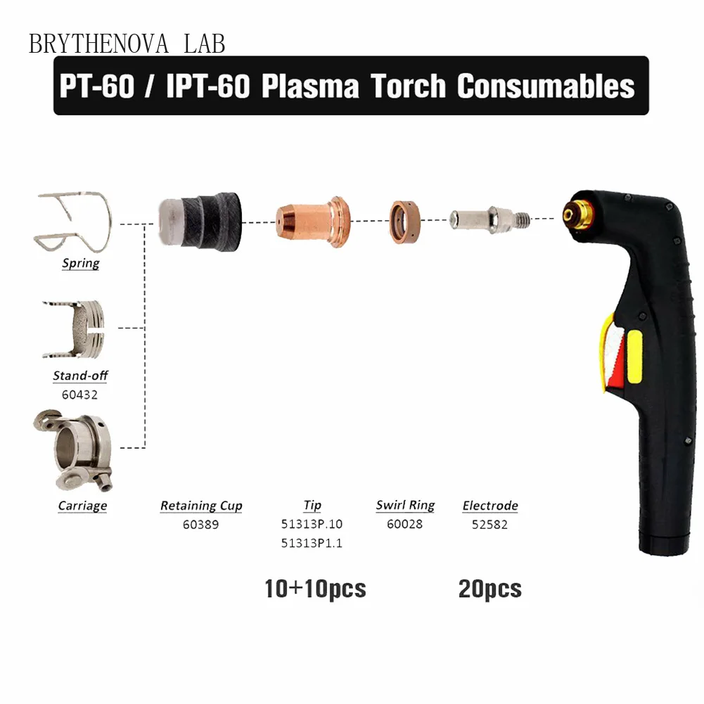 40pcs 2026 New Plasma Tips Welding Accessory Set 1.0mm 1.1mm Electrode 52582 for IPT-60 PT60 PT40 IPT-40 Torch