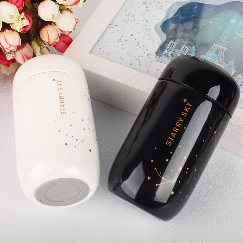 Mini Insulated Thermos Cup Sport Watter Bottle Starry Sky Mini Capacity Leakproof Drink Coffee Mug Stainless Steel Vacuum Flask