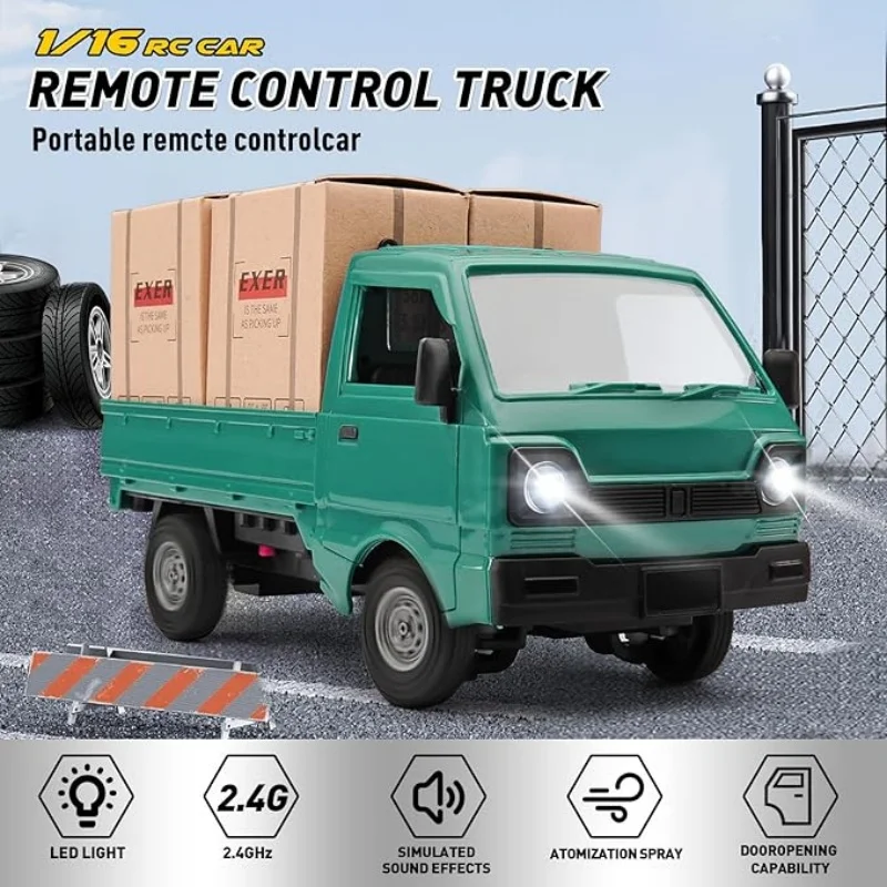 KF21 RC Truck 1:16 2,4 GHz RC Car Simulation Drift Climbing Truck mit Spray und LED-Leuchten RC Electric Truck Modell Jungenspielzeug