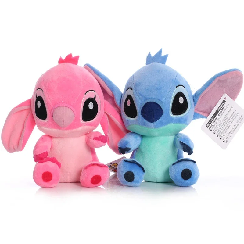 Disney CAN o & Stitch Couple Modèles Poupées en peluche de dessin animé, Peluches animées, Jouets pour bébé, Jouet pendentif, Kawaii, Cadeau d'anniversaire pour enfants, 20cm