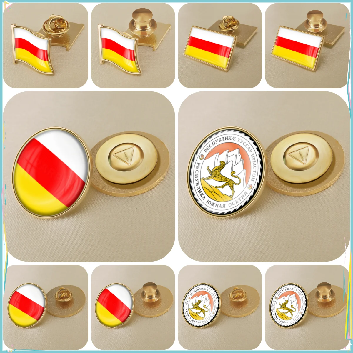 Coat of Arms of South Ossetia of Russian Federation Flag Lapel Pins Broochs Badges