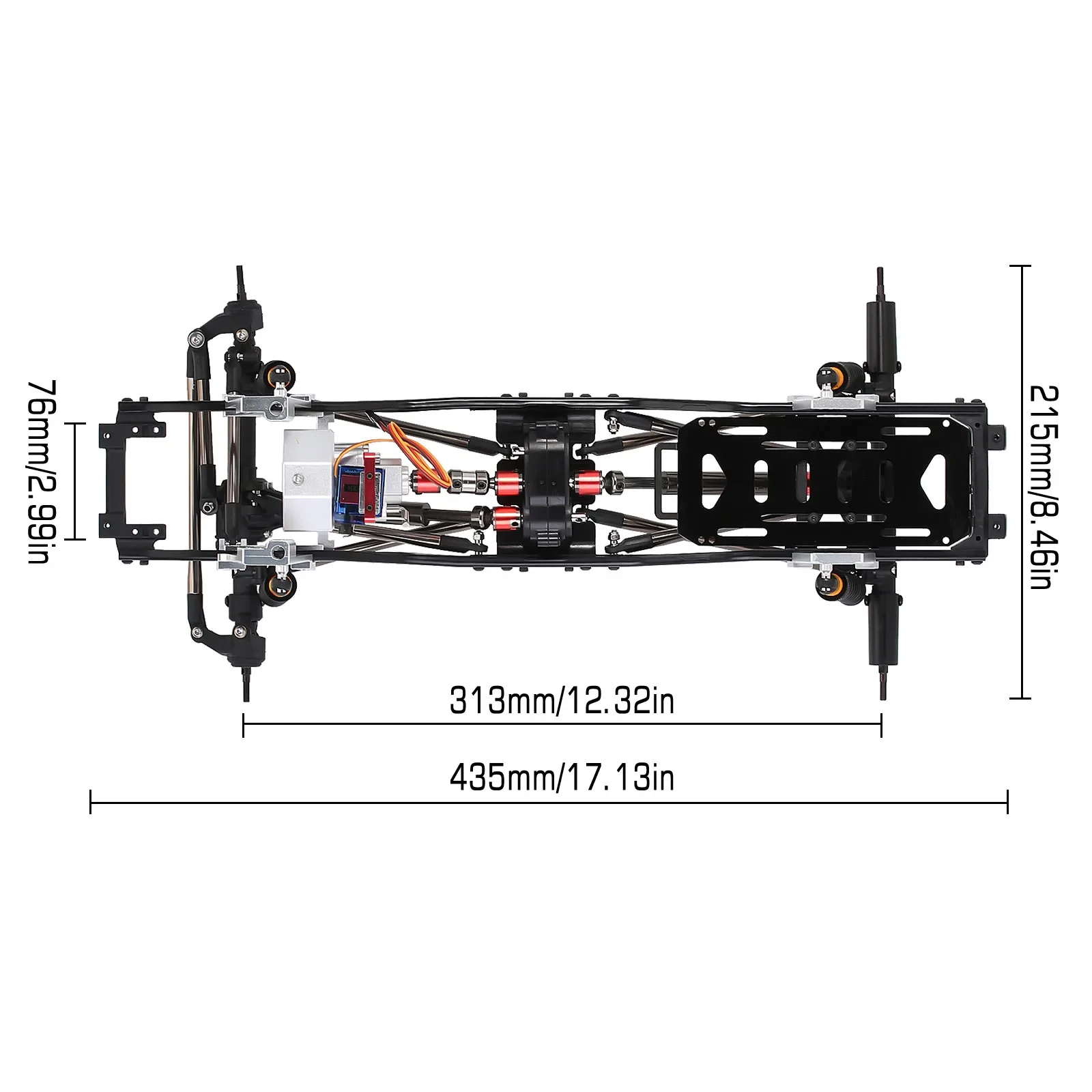 Metal 313mm Wheelbase Chassis Frame with Prefixal Single / 2-Speed Transmission for 1/10 RC Crawler Car Axial SCX10 90046