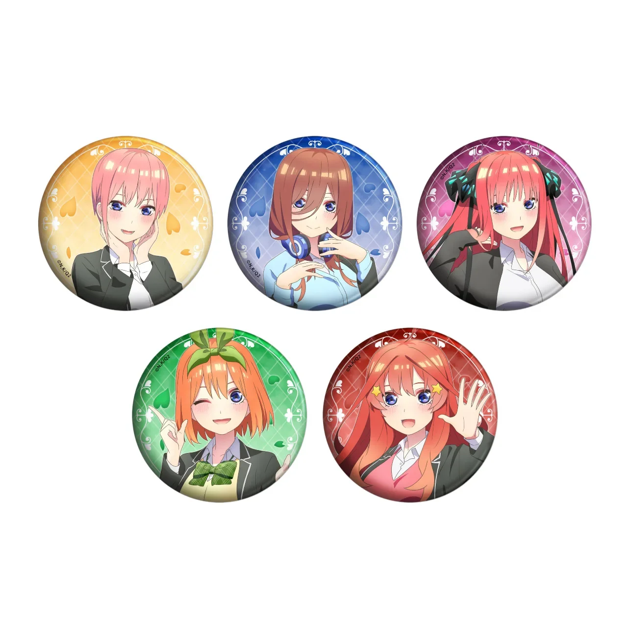 5.8cm Cartoon Popular Round Brooches Uesugi Fuutarou Nakano Yotsuba Nakano Nino Figure Badge Kawaii Jewelry Accessories Gifts