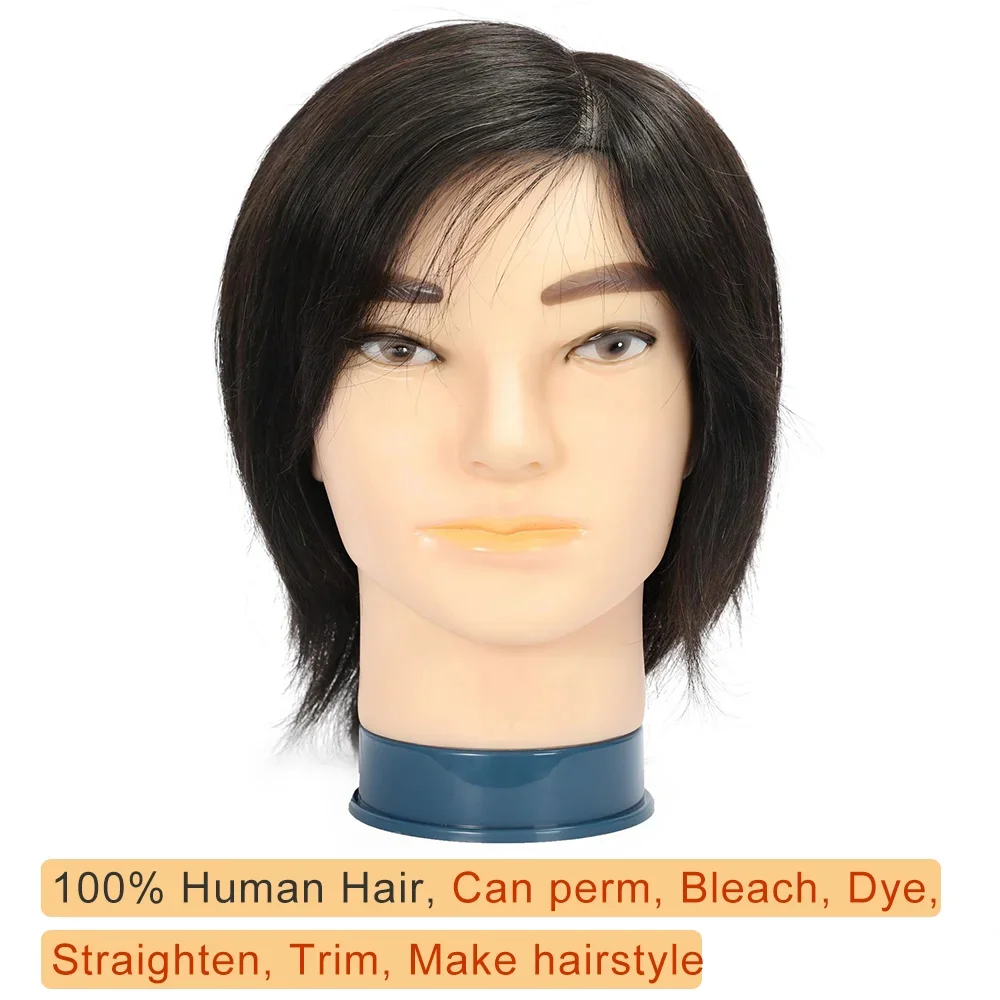 100% Real Hair Men Mannequin Heads With For Hair Training Styling Solon Hairdresser Dummy Doll Heads For Practice Hairstyles