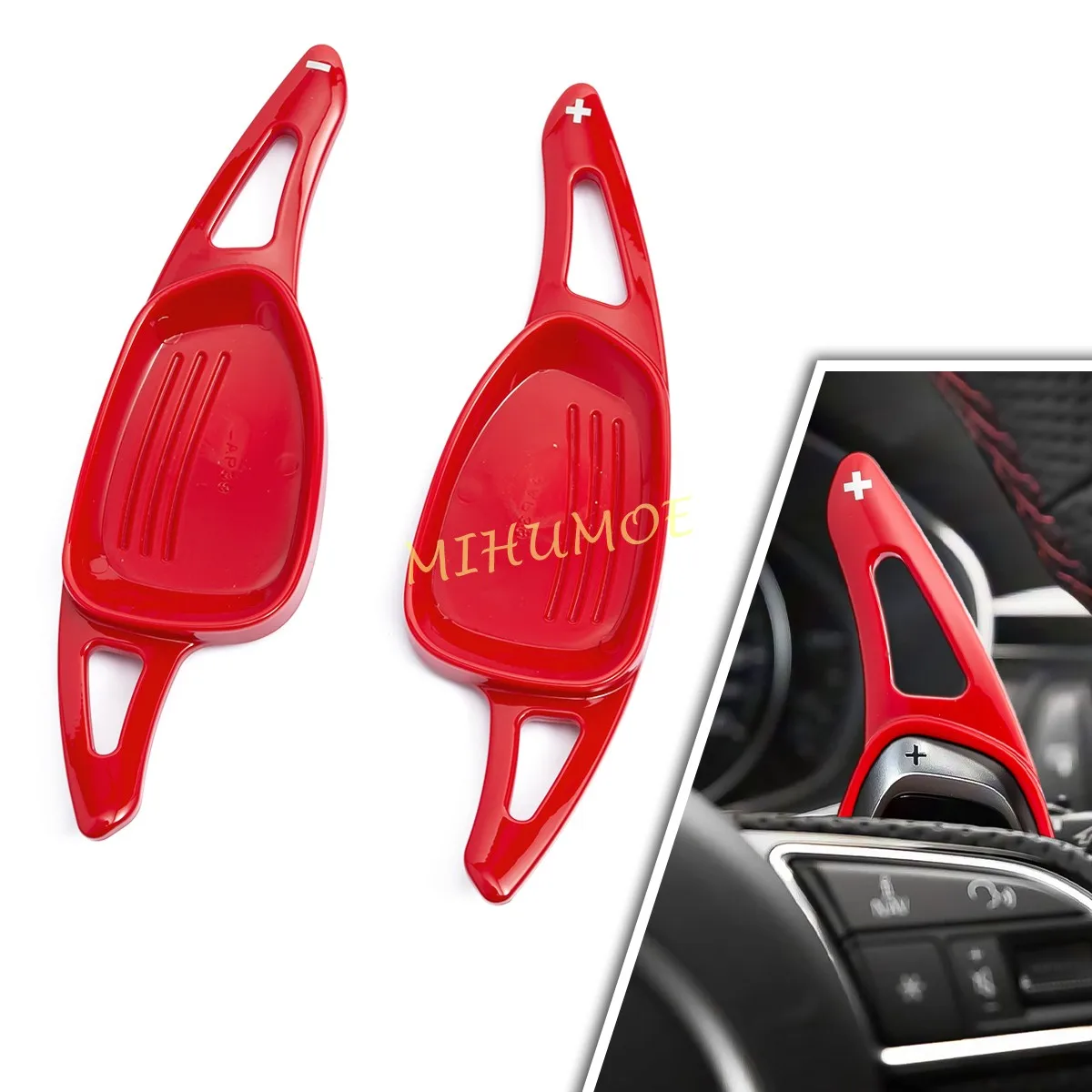 Glossy Red Car Steering Wheel Paddle Shifter Extension For Audi RS3 RS4 RS5 RS6 RS7 RS Q3 Cupra Formentor Ateca Leon