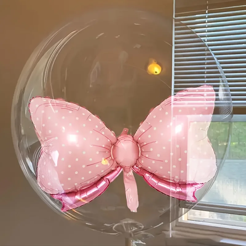 10 Stücke Bowknot Transparente Ballonfolie Rosa Schleife Kinder Geburtstag Party Dekor Schmetterling Ballon Foto Requisiten Jahrestag Event Dekor
