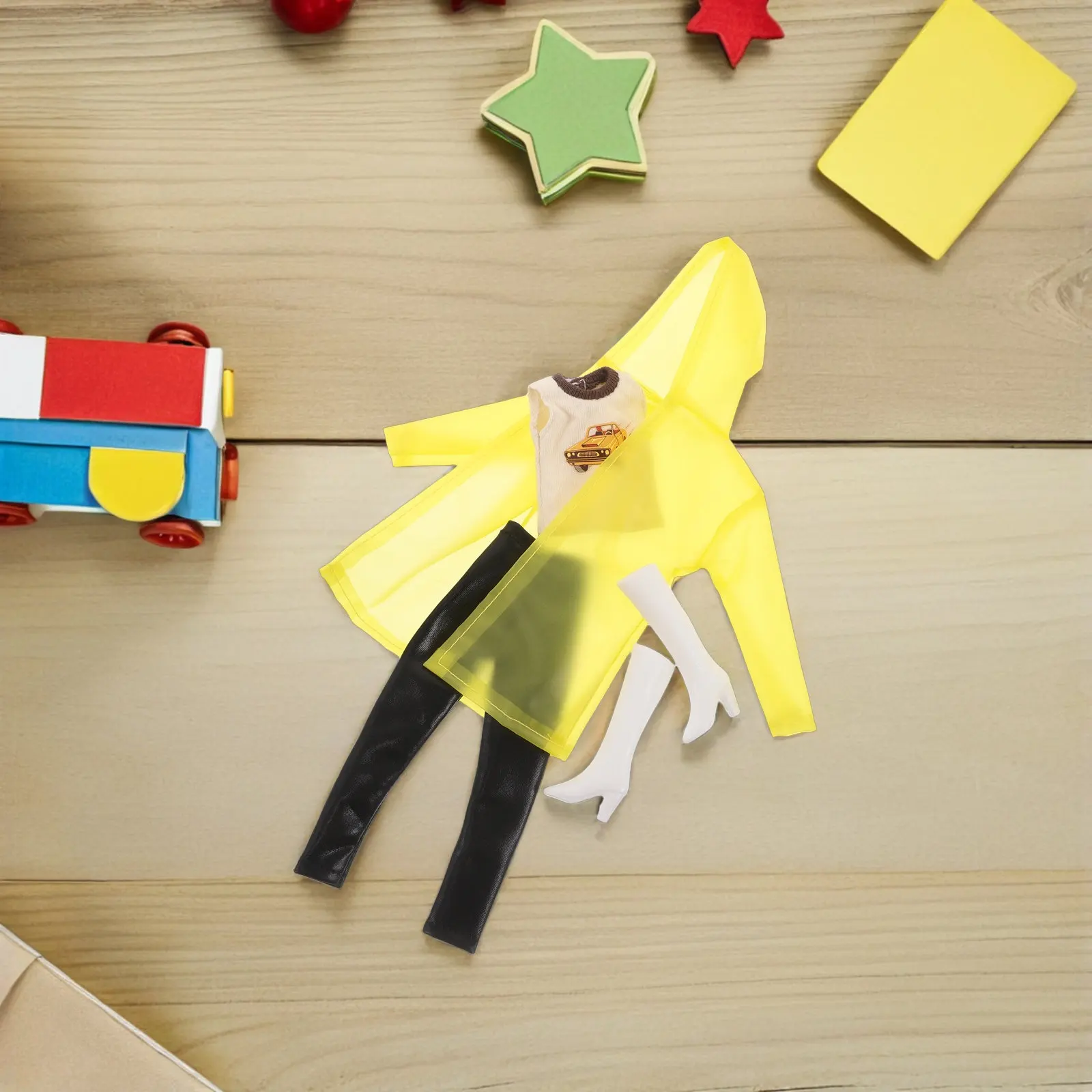 

Комплект желтой одежды для куклы: дождевик, жилет, брюки, ботинки для 11-дюймовой куклы, повседневный наряд