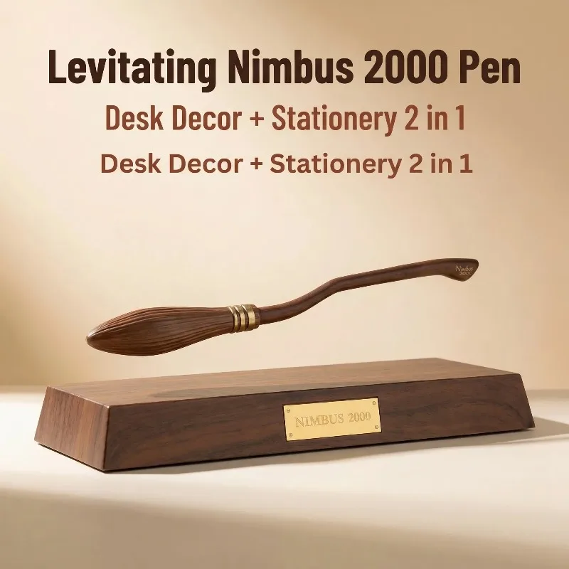 Magnetic Levitating Nimbus 2000 Broom Pen, Floating Ballpoint Pen Desk Decor Toy Gift for Wizard Fans Adults Teens