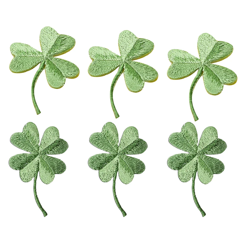 

6 Pcs Adhesive Cloth Tape Clothing Decoration Patches Embroidery Stickers Sewing Green Leaves Garment Accessories Polyester