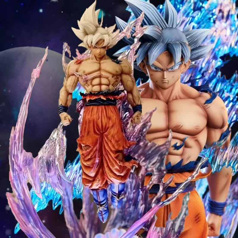 Figuras de acción de Dragon Ball Son Goku de 24cm, estatua Ultra instinto de Super Saiyan, modelo de luz de emisión de Pvc, regalos de colección de juguetes para niños
