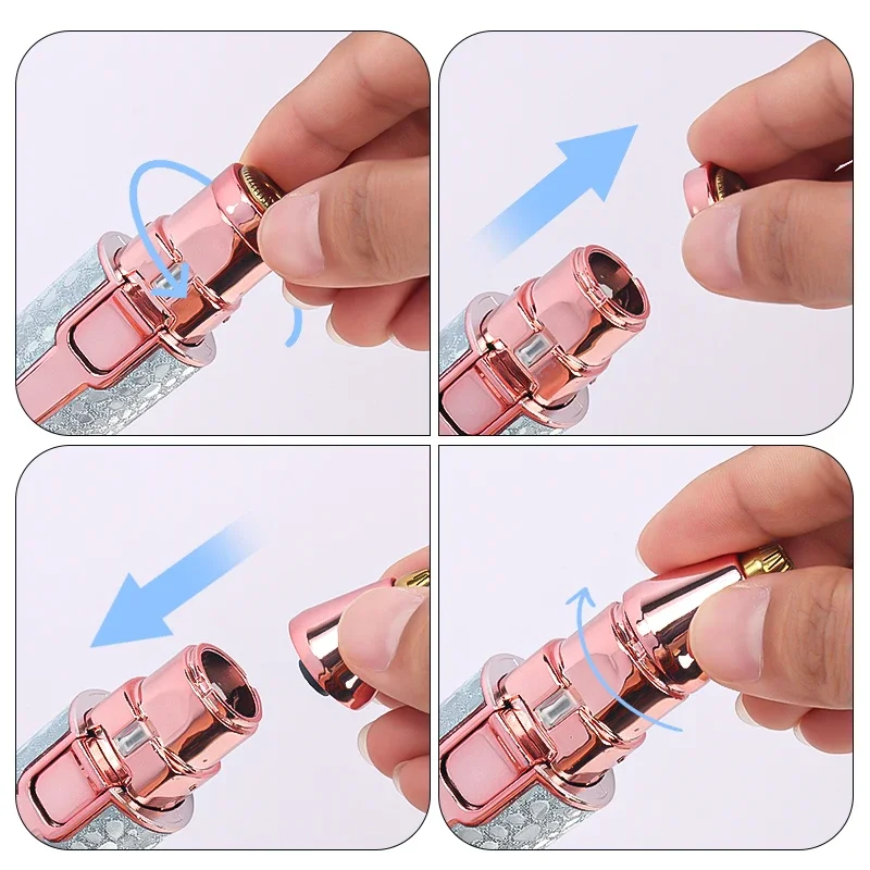 2 em 1 recarregável depilação facial e barbeador de sobrancelha - rosto lábios corpo navalha facial indolor com luz LED embutida USB