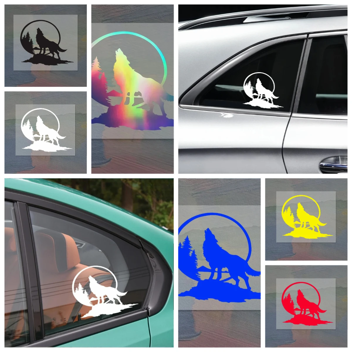 

Wolf Howling on Mountain Top Moon Vinyl Car Sticker Waterproof Decal for Auto Window SUV Personalized Custom Vehicle Decals