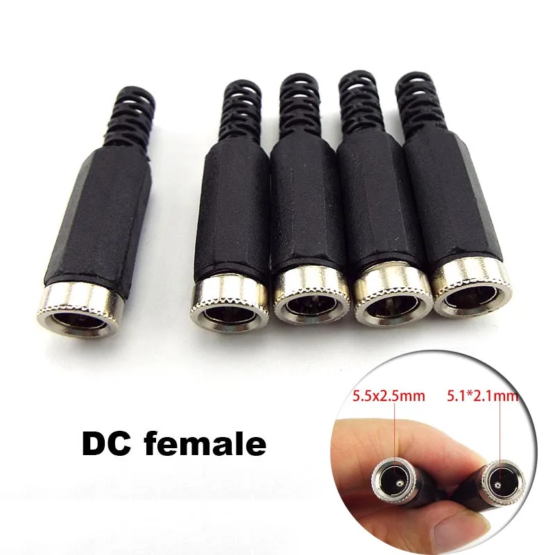 DC Female Power Supply Plug Electric Connector 5.5mmx2.1mm Female Jack Socket Adapter For Wire Charge Adapter C4