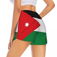Jordan Flag Women's Double Layered Quick-Dry Athletic Shorts for Outdoor Leisure Running Fitness Workout Sport