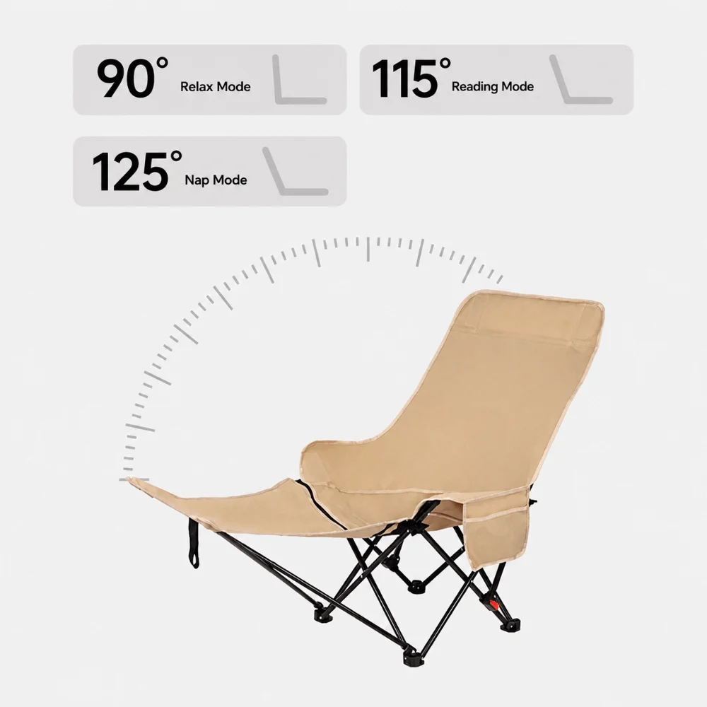 Comfortable 3 Level Foldable Lounge Chair Folding Camping Moon Chair Nap Chair Picnic