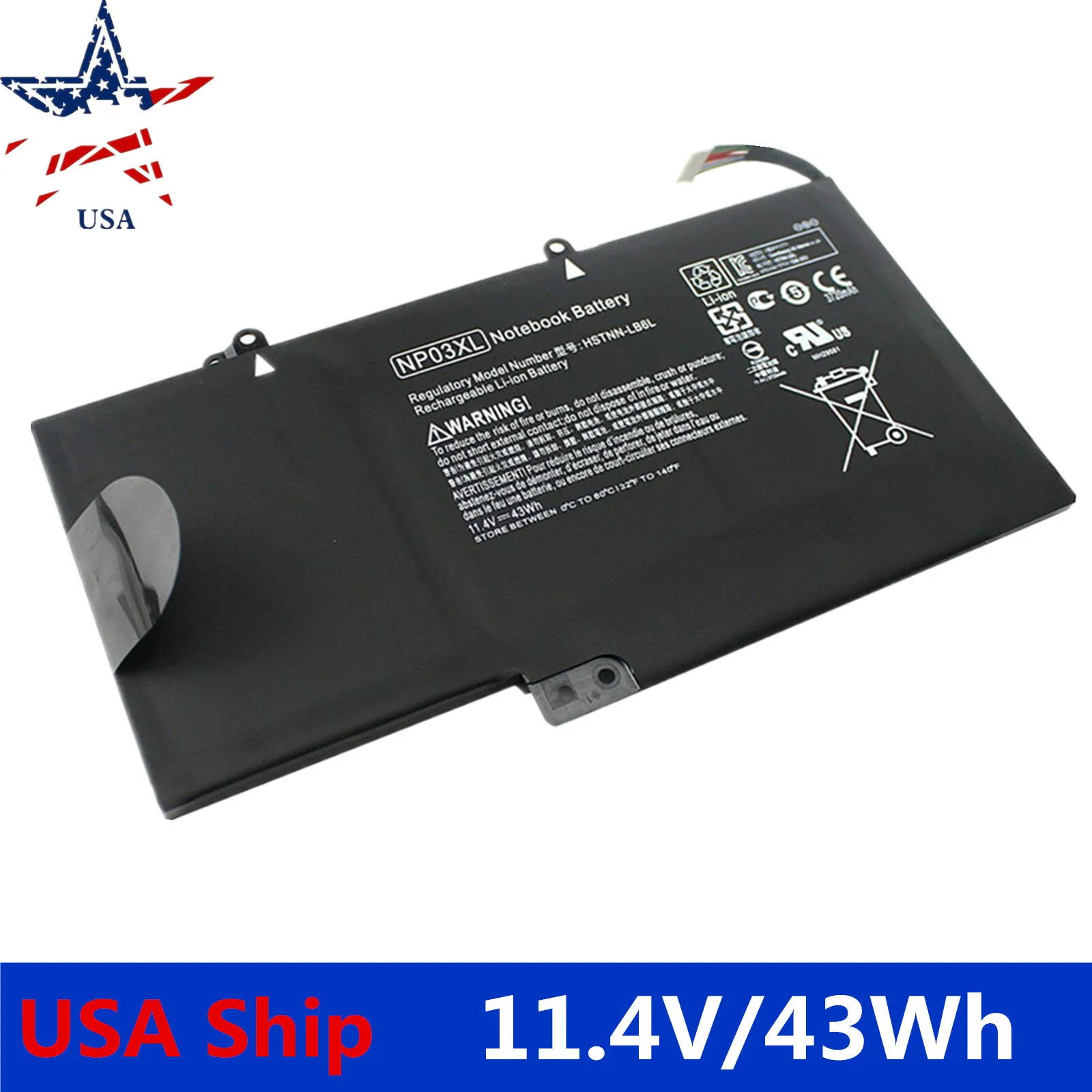 New high-quality battery For HP ENVY X360 15-U011DX Battery NP03XL 11.4V 761230-005 HSTNN-LB6L TPN-Q146 Laptop battery