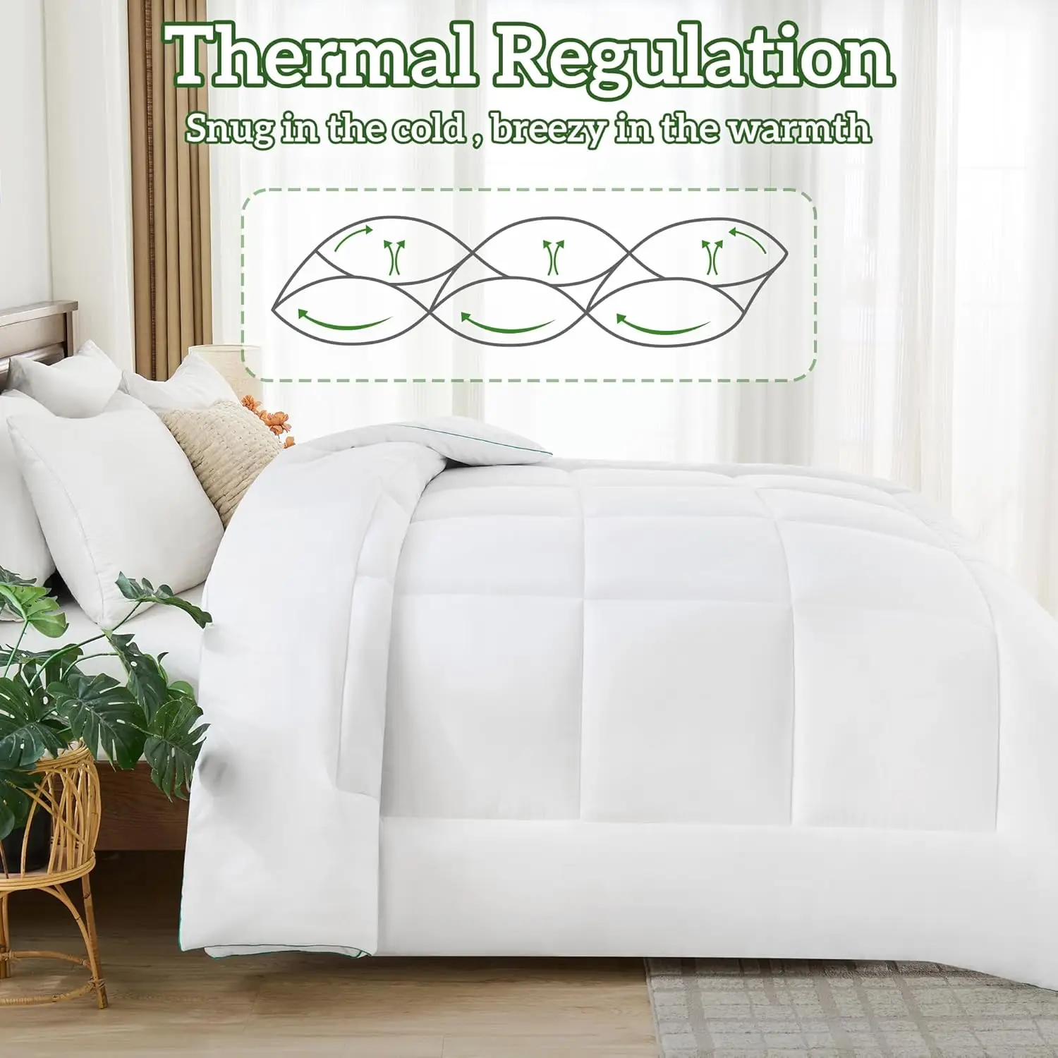 لحاف من الخيزران مقاس كينج - 150 جرامًا أمريكيًا خفيف الوزن ورقيقًا، لحاف مضاد للبكتيريا ولا يسبب الحساسية لليالي الساخنة، مثالي للمنزل أو #6