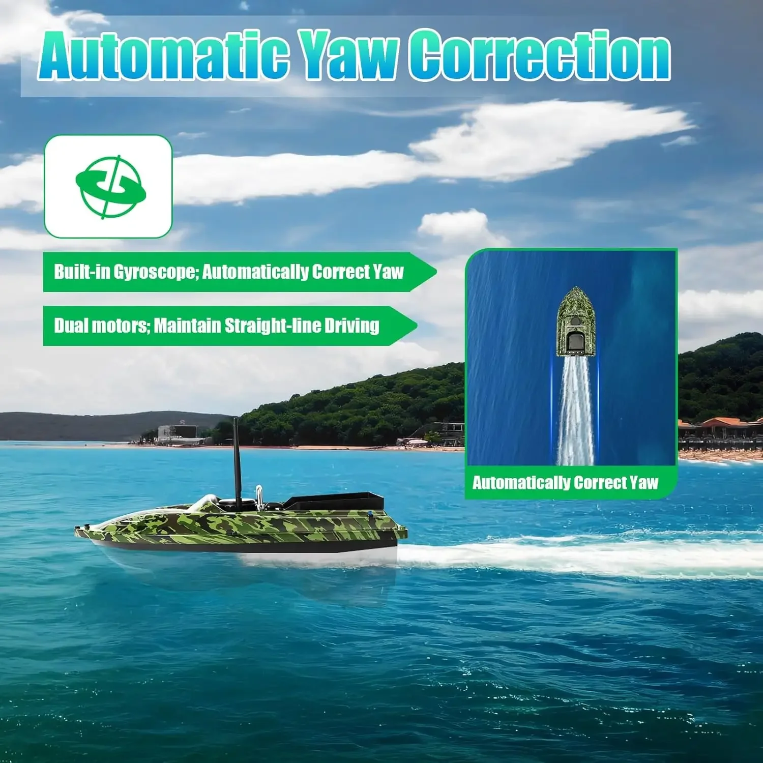 قارب طعم صيد بطول 500 متر، قارب طعم يعمل بالتحكم عن بعد، مقبض قابل للطي، سعة 1.5 كجم، مناسب للبحيرات والأنهار والمحيطات