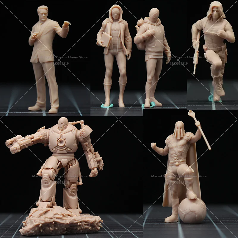 1/64 1/43 Scale Miniature Scene Dolls Un-panited White Figure Mini Model Master-disciple Mentor-apprentice Team Tony and Peter