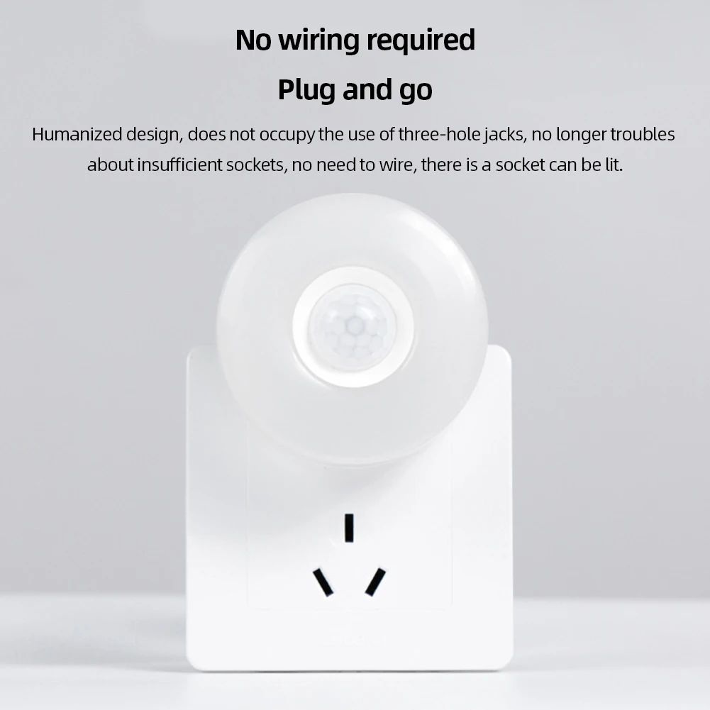 LED Motion Sensor Night Lights Energy Saving Plug In Wall Infrared Sensing Intelligent Night Lamp for Bathroom Bedroom