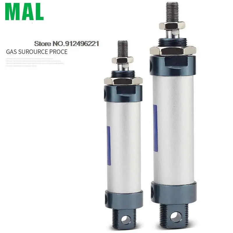 MAL Single Piston Double Acting Mini Pneumatic Air Cylinder Bore 16/20/25/32/40/50mm Stroke 50/75/100mm 150/200 300mm