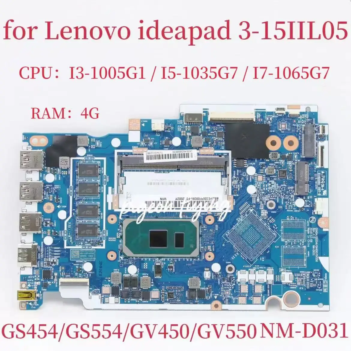

Материнская плата NM-D031 для ноутбука Ideapad 3-15IIL05, материнская плата с процессором i3 i5 i7, оперативная память: 4G UMA FRU: 5B20S44270 5B20S44275, 100% тест в порядке