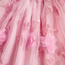 Toddler Girl Dress 3D Flower Summer Sleeveless Tulle Tutu Princess Dresses for Wedding Birthday Photoshoot