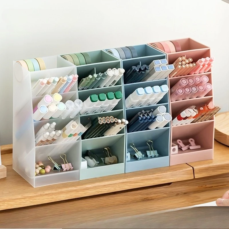 Inclined pen holder Transparent simple pen bucket Modern wind storage box Student pen holder Office desktop