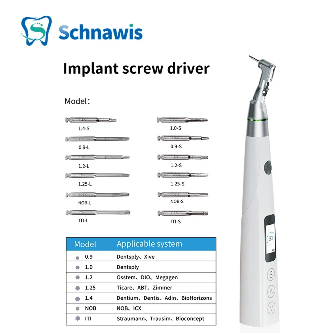 

Dental Electric Wireless Implant Torque Wrench Contra Angle Torque Low Speed High Torque with 12 Screwdrivers Instrument Tool