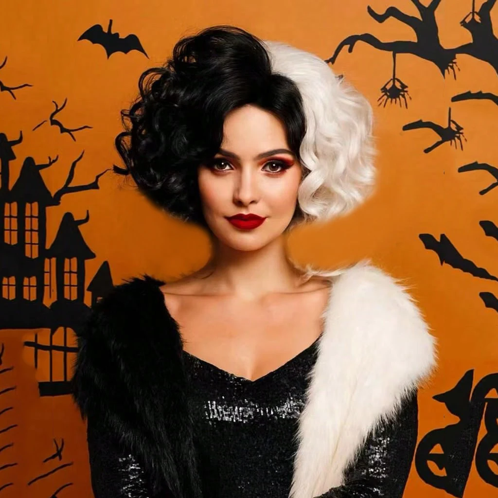 

Черно-белый парик для взрослых – идеально подходит для Хэллоуина, косплея, вечеринок и карнавалов. Синтетический парик.