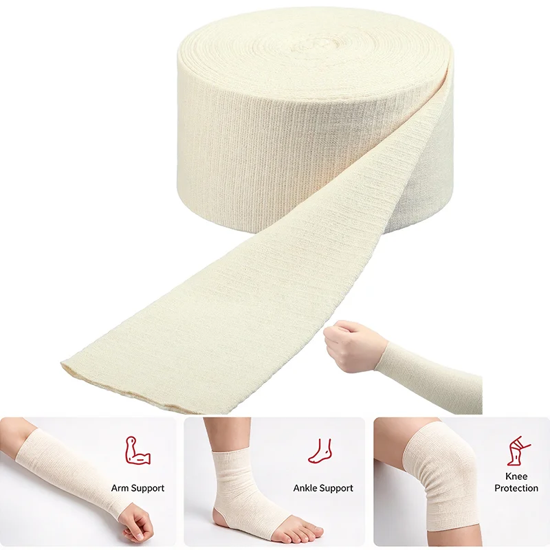 Cotton Elastic Tubular Bandage Breathable Compression Support Roll For Wrist Forearm Ankle Knee Joint Protection
