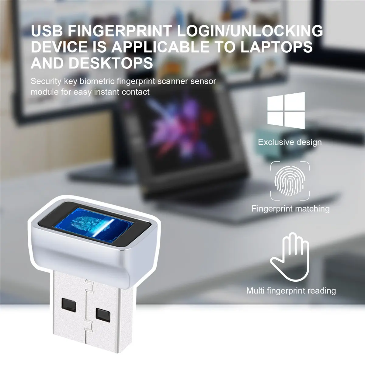 

A23G USB Fingerprint Reader for Windows Security Key Biometric Fingerprint Scanner Sensor Module for Instant Contact Easy
