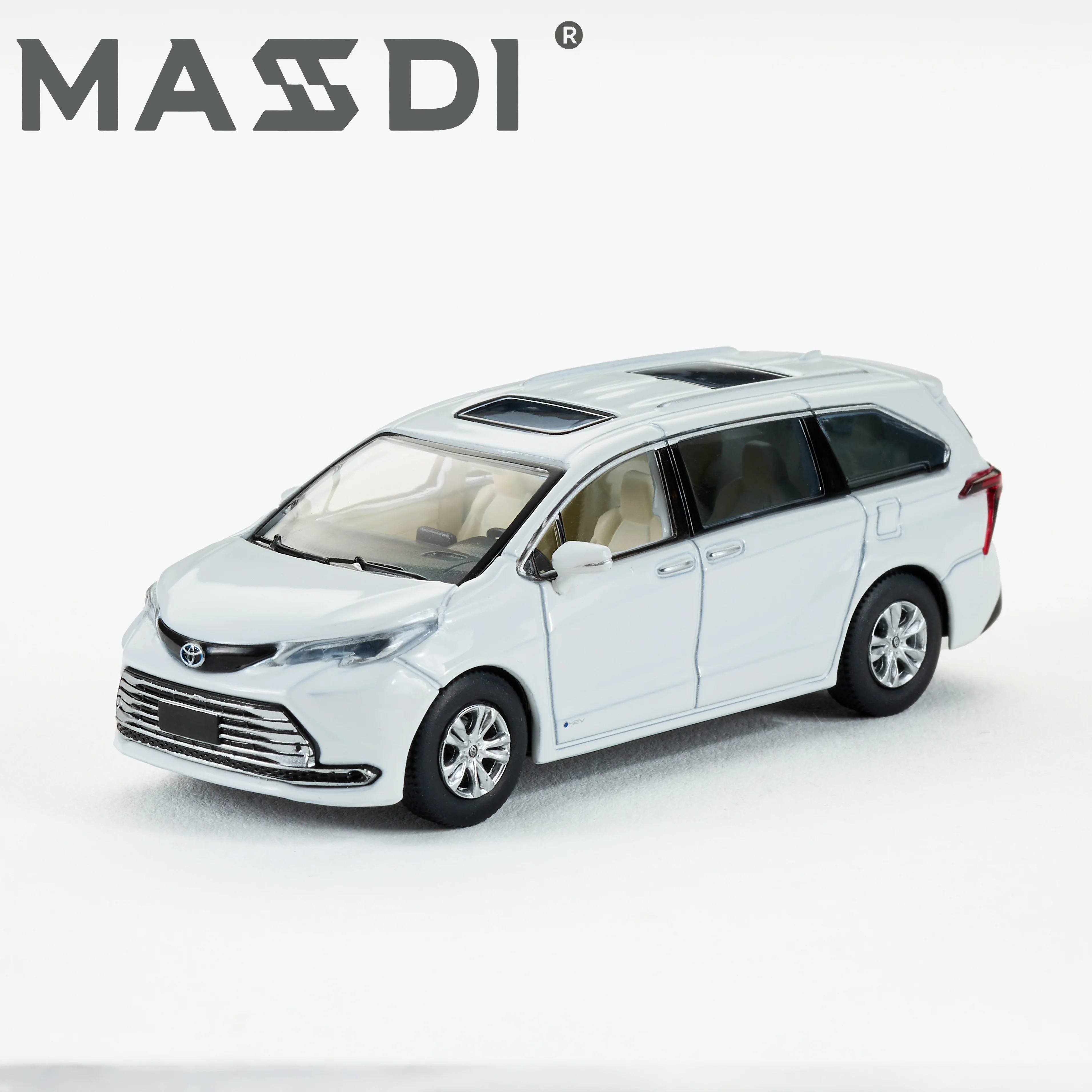 

MASDI Toyota Sienna-бело-серебристый литой автомобиль из сплава, модель автомобиля из сплава, кузов, горка вперед, действие, Рождество, Хэллоуин, подарок на день рождения