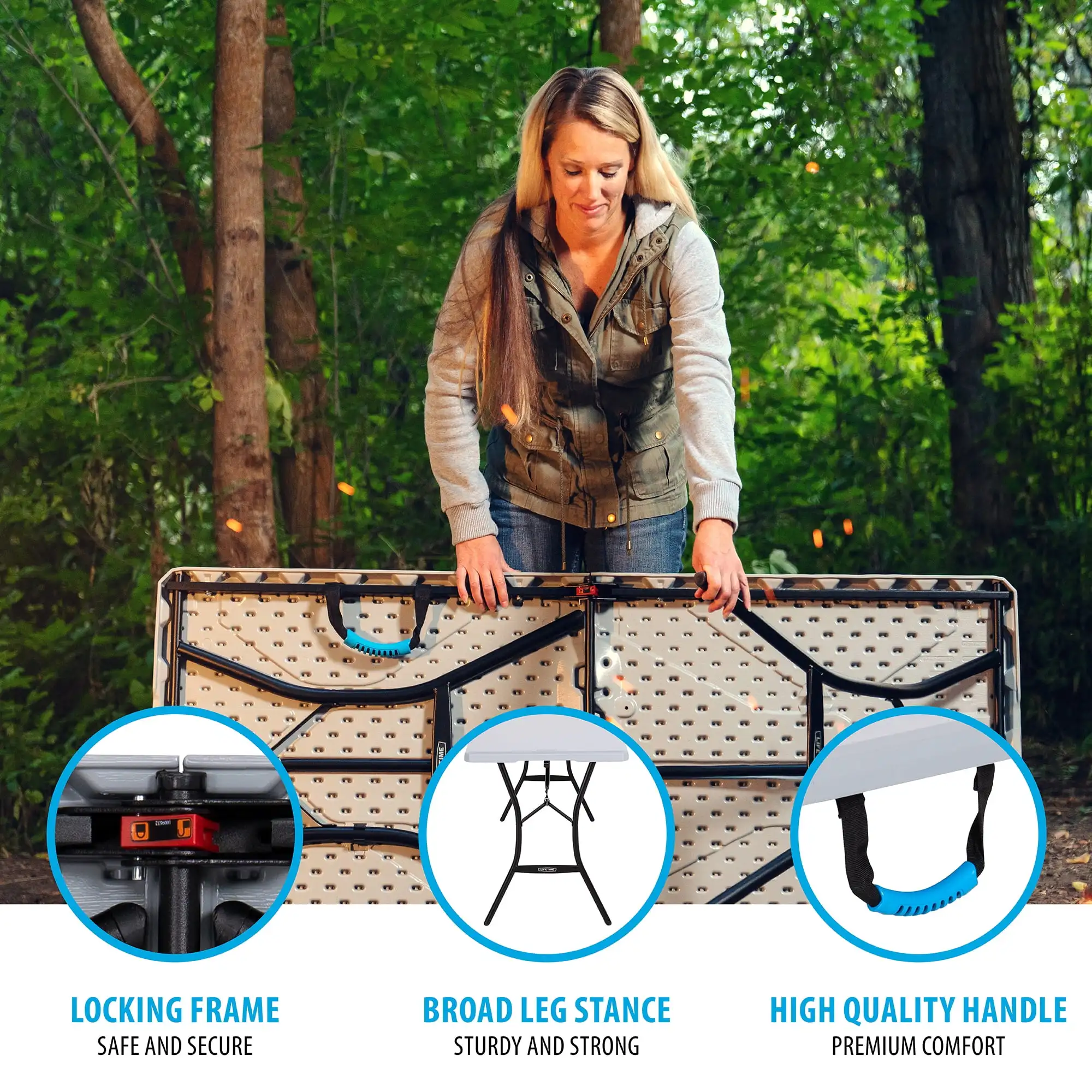 Lifetime 5-Fuß-Rechteck-Klapptisch, Innen-/Außen-Essential, Grau, 60,3" x 25,5" (80861)