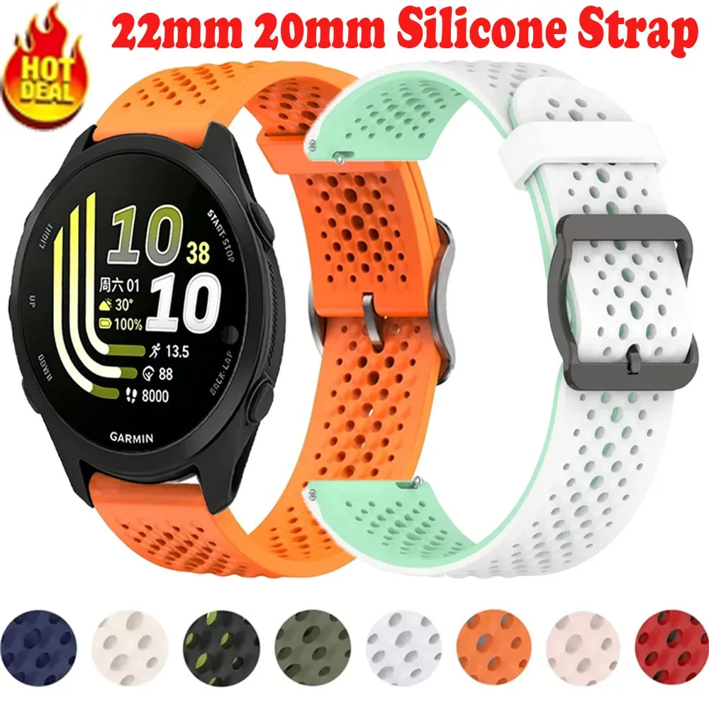 22/20 mm Silicone Hot sales Strap for Garmin Forerunner 170 70 970 965 165 55 265 Breathable Bracelet for Garmin Venu 45mm Belt