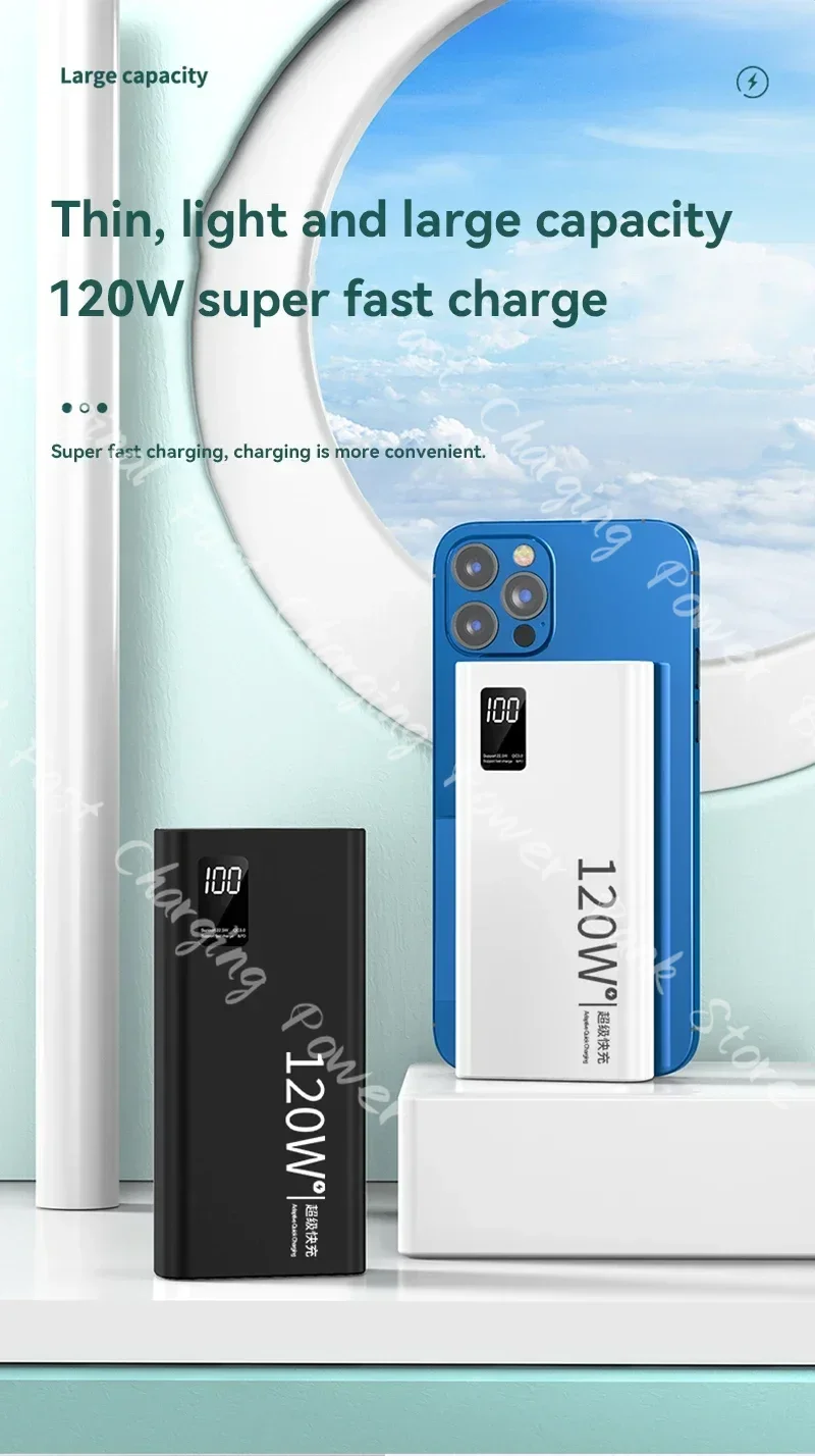 Xiaomi 50000mAh Large Capacity Power Bank Portable  UAB-C 120W Super Fast Charging Mobile External Battery For iPhone 17 Samsung