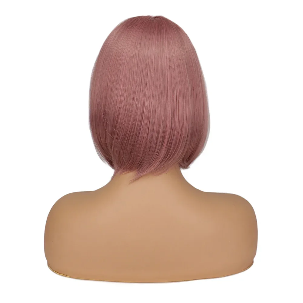 Frauen Lila Rosa Kurze Bob Haar Synthetische Perücken Gemischt Rosa Highlights Haar Perücke Hitzebeständige Faser Kurze Gerade Rosa