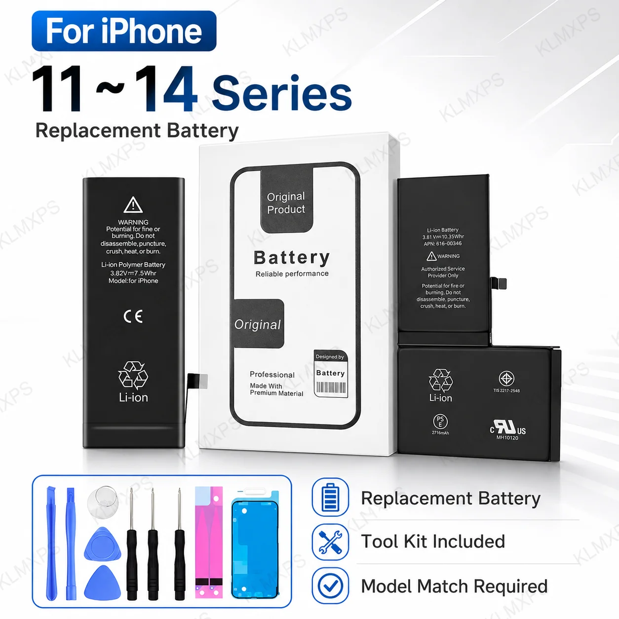High Capacity 0 Cycle Battery For iPhone 11-14 Pro Max Mini Replacement Cell with Free Tool Kit DIY Repair
